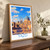 Yazd city view bordered print styled in Original angled oak-console; frame and props not included