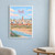 Salé city view full-bleed print styled in White frame / blue sitting room; frame and props not included