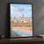 Salé city view full-bleed print styled in Black frame / charcoal wall; frame and props not included