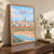 Salé city view full-bleed print styled in Original angled oak-console; frame and props not included