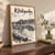 Kitakyushu city view full-bleed print styled in Original angled oak-console; frame and props not included