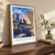 Gwangmyeong city view bordered print styled in Original angled oak-console; frame and props not included