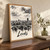 Leeds city view full-bleed print styled in Original angled oak-console; frame and props not included