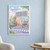 Higashiosaka city view full-bleed print styled in White frame / blue sitting room; frame and props not included
