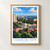 Ciudad del Este city view bordered print styled in Front oak frame - corrected opening; frame and props not included
