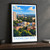 Ciudad del Este city view bordered print styled in Black frame / charcoal wall; frame and props not included