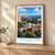 Ciudad del Este city view bordered print styled in Light oak-console; frame and props not included