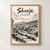 Skopje city view full-bleed print styled in Front oak frame - corrected opening; frame and props not included