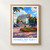 Khmelnytskyi city view bordered print styled in Front oak frame - corrected opening; frame and props not included
