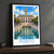 Porto city view bordered print styled in Black frame / charcoal wall; frame and props not included