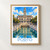 Porto city view bordered print styled in Front oak frame - corrected opening; frame and props not included