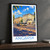 Angarsk city view bordered print styled in Black frame / charcoal wall; frame and props not included