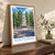 Syktyvkar city view bordered print styled in Original angled oak-console; frame and props not included