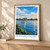 Blagoveshchensk city view bordered print styled in Light oak-console; frame and props not included