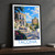 Tacoma city view bordered print styled in Black frame / charcoal wall; frame and props not included