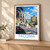 Tacoma city view bordered print styled in Light oak-console; frame and props not included
