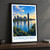 Donaustadt city view bordered print styled in Black frame / charcoal wall; frame and props not included