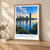 Donaustadt city view bordered print styled in Light oak-console; frame and props not included