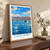 Coquimbo city view bordered print styled in Original angled oak-console; frame and props not included