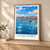 Coquimbo city view bordered print styled in Light oak-console; frame and props not included