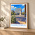 Madrid Centro city view bordered print styled in Light oak-console; frame and props not included