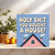 Holy Shit You Bought a House Funny New Home Congratulations Card, 145mm x 145mm Square, Blue Roof Illustration, Blank Inside, Kraft Envelope Included, Housewarming Gift