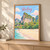 Railay Phra Nang beach limestone cliffs full-bleed print styled in Light oak-console; frame and props not included
