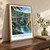 Iron Bridge from the Severn bank bordered print styled in Original angled oak-console; frame and props not included