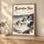 Bedruthan Steps sea stacks full-bleed print styled in Light oak-console; frame and props not included