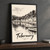 Tobermory harbour painted houses full-bleed print styled in Black frame / charcoal wall; frame and props not included