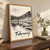 Tobermory harbour painted houses full-bleed print styled in Original angled oak-console; frame and props not included