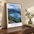 Eibsee beneath the Zugspitze bordered print styled in Original angled oak-console; frame and props not included