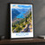 Kotor bay from the fortress path bordered print styled in Black frame / charcoal wall; frame and props not included