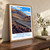 Lanzarote Timanfaya volcanic ridges bordered print styled in Original angled oak-console; frame and props not included