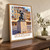Warsaw Old Town Market Square bordered print styled in Original angled oak-console; frame and props not included