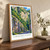 Cheddar Gorge cliff road bordered print styled in Original angled oak-console; frame and props not included