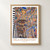 Rila Monastery striped arcade bordered print styled in Front oak frame - corrected opening; frame and props not included