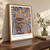 Rila Monastery striped arcade bordered print styled in Original angled oak-console; frame and props not included