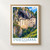 Predjama Castle cliff facade bordered print styled in Front oak frame - corrected opening; frame and props not included