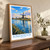 Kinderdijk windmills along the canal bordered print styled in Original angled oak-console; frame and props not included