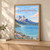 Torres del Paine from the base lagoon full-bleed print styled in Light oak-console; frame and props not included