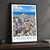 Casablanca city view bordered print styled in Black frame / charcoal wall; frame and props not included