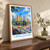 Tangshan city view bordered print styled in Original angled oak-console; frame and props not included