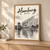Hamburg city view full-bleed print styled in Light oak-console; frame and props not included