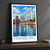 Hamburg city view bordered print styled in Black frame / charcoal wall; frame and props not included
