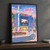 Wuhu city view full-bleed print styled in Black frame / charcoal wall; frame and props not included