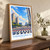 Hwaseong-si city view bordered print styled in Original angled oak-console; frame and props not included
