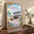 Belford Roxo city view full-bleed print styled in Original angled oak-console; frame and props not included