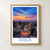 Jijiga city view bordered print styled in Front oak frame - corrected opening; frame and props not included