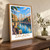 Zagazig city view bordered print styled in Original angled oak-console; frame and props not included